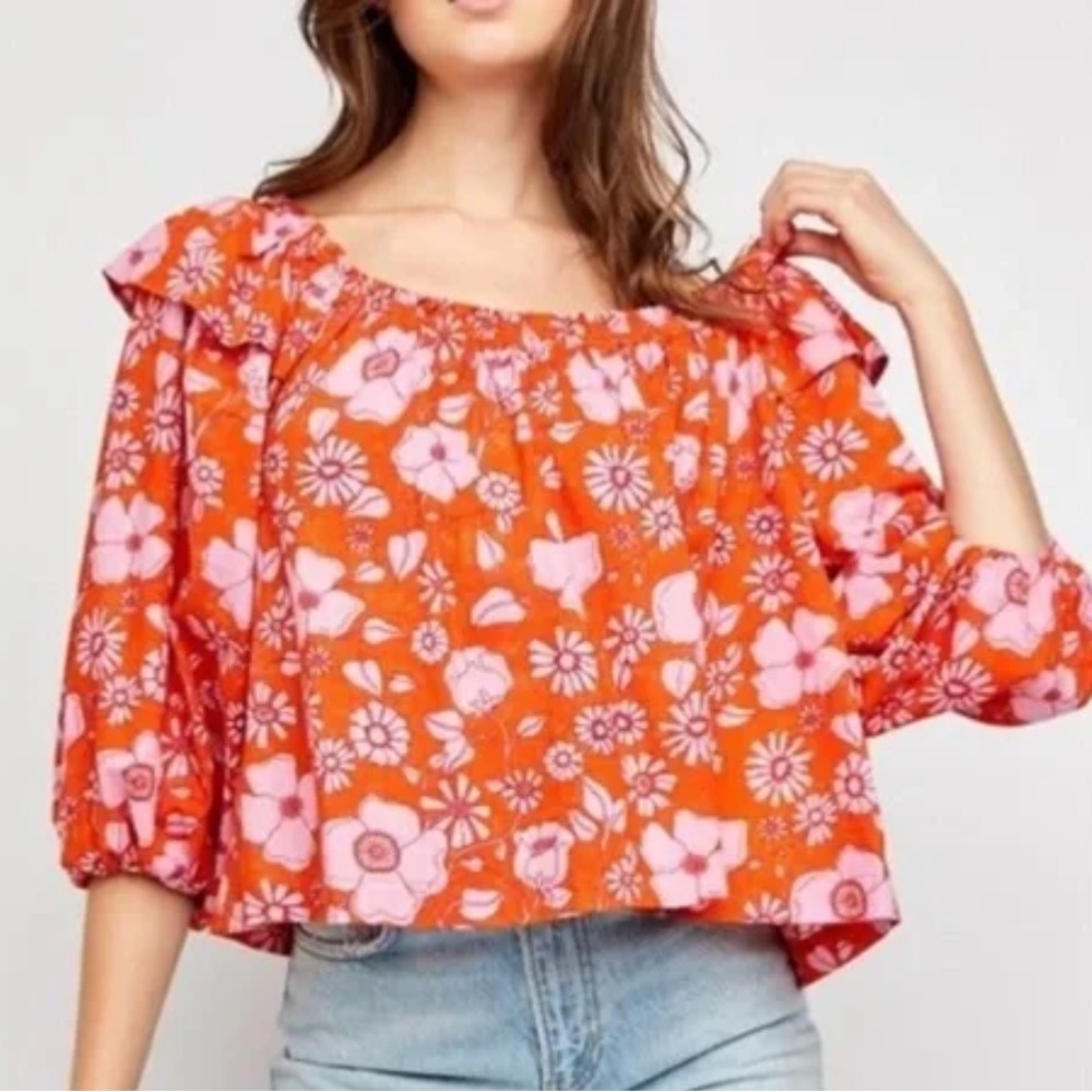 Free People Miss Daisy Printed Top / Heat Wave S medium/large fit